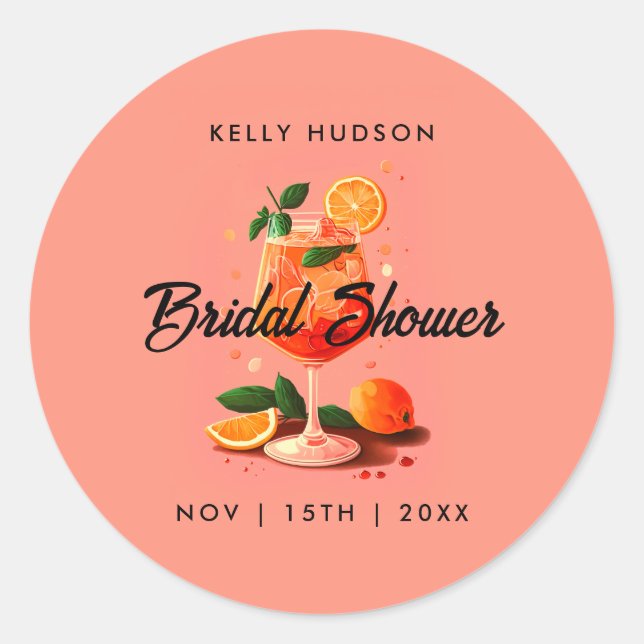 Sticker Rond Boisson Aperol Spritz Shower de Mariée (Devant)