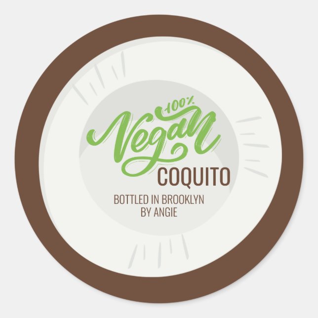 Sticker Rond Boisson Coquito Vegan Coconut (Devant)