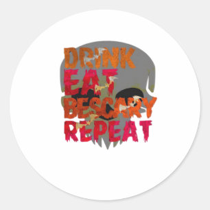 Sticker Rond Boisson drôle Manger Être Effrayant Halloween Desi