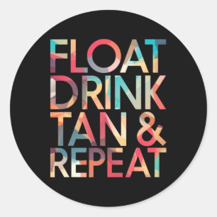 Sticker Rond Boisson Flottante Bronzer Répéter Vacances De Plag