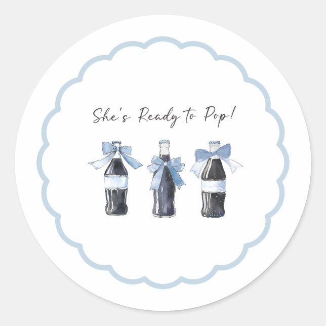 Sticker Rond Boisson gazeuse Blue Baby prête à éclater ! (Devant)