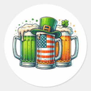 Sticker Rond Boisson Irlandaise Irlande Fête de la Saint-Patric