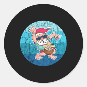 Sticker Rond Boisson Santa Noix de Coco Eau Océanique Vintage N