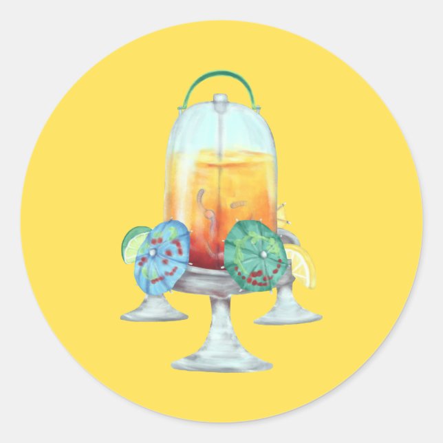 Sticker Rond Boisson tropicale fantaisie pour poules (Devant)