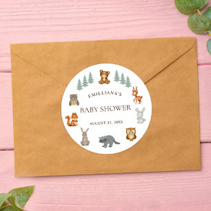 Sticker Rond Boissons Animaux forestiers Baby shower neutre pou