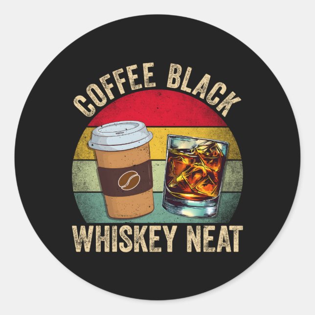 Sticker Rond Boissons De Café Et De Whiskey (Devant)