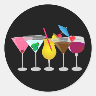 Sticker Rond Boissons de fête