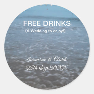 Sticker Rond Boissons gratuites enregistrer la date plage maria