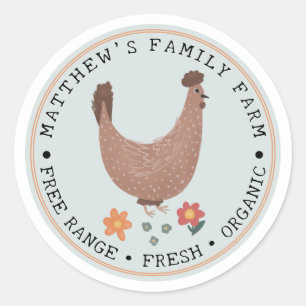 Sticker Rond Boîte à oeufs de poulet de ferme familiale simple