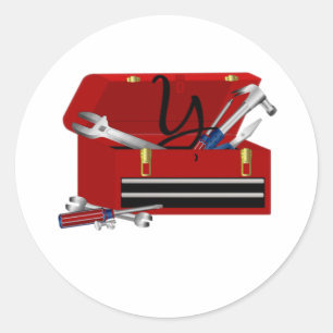 Sticker Rond Boîte à outils de fête des pères Y initial