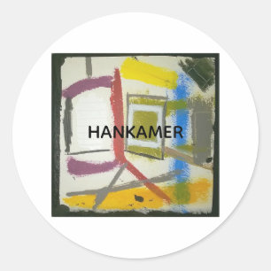 Sticker Rond Boîte Abstrait du Milieu du Siècle par Hankamer Ar