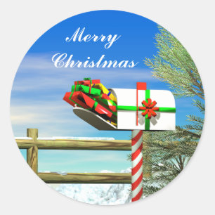 Sticker Rond Boîte aux lettres de Noël