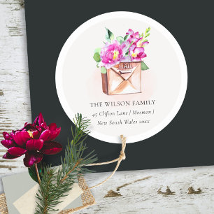 Sticker Rond Boîte aux lettres rose vif Floral Nous avons Dépla