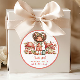 Sticker Rond Boîte Cadeau Florale Rose pour le 1er Anniversaire