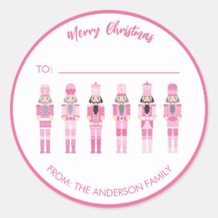 STICKER ROND BOÎTE-CADEAU ROSE NOËL NUTCRACKER