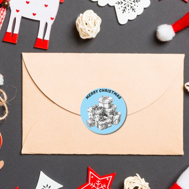 Sticker Rond Boîte cadeau vintage Baby Blue (Créateur téléchargé)