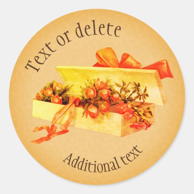 Sticker Rond Boîte D'Art vintage De Roses Personnalisé (Devant)