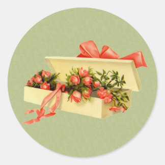 Sticker Rond Boîte D'Art vintage Rose