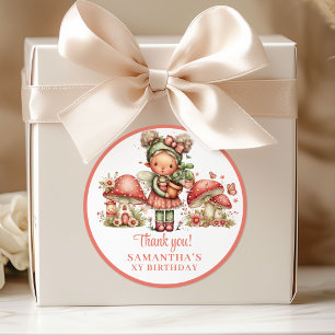Sticker Rond Boîte de Faveur Florale Rose pour le 5ème Annivers