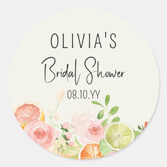 Sticker Rond Boîte de Fête de Mariage Florale Citronnée (Devant)
