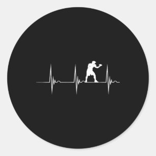 Sticker Rond Boîte de rythme cardiaque ECG Pouls Boxeur Gants d
