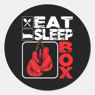 Sticker Rond Boîte de sommeil - Boxe de salle de gym Lover Boxe