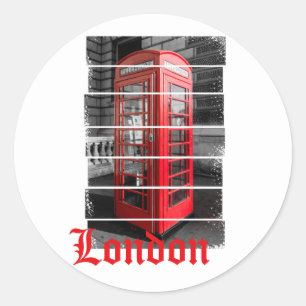 Sticker Rond Boîte téléphonique Londres Souvenir Vintage