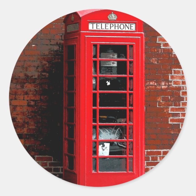 Sticker Rond Boîte téléphonique rouge Londres Angleterre Royaum (Devant)