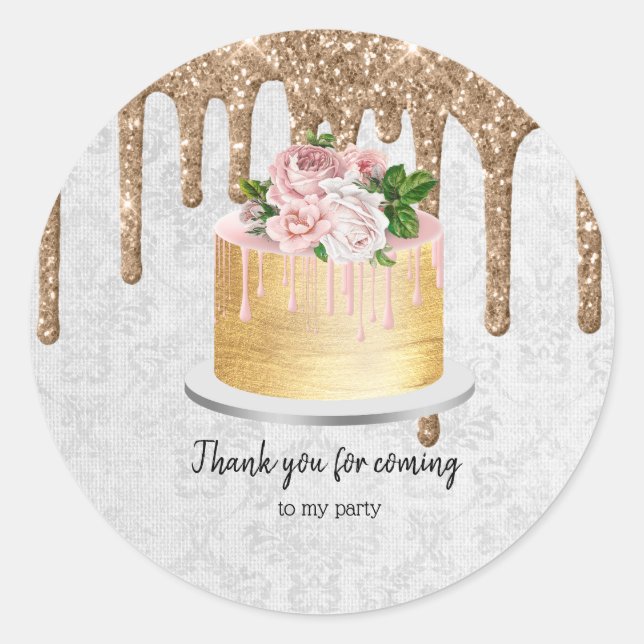 Sticker Rond Boites de gâteau Mariage d'anniversaire (Devant)
