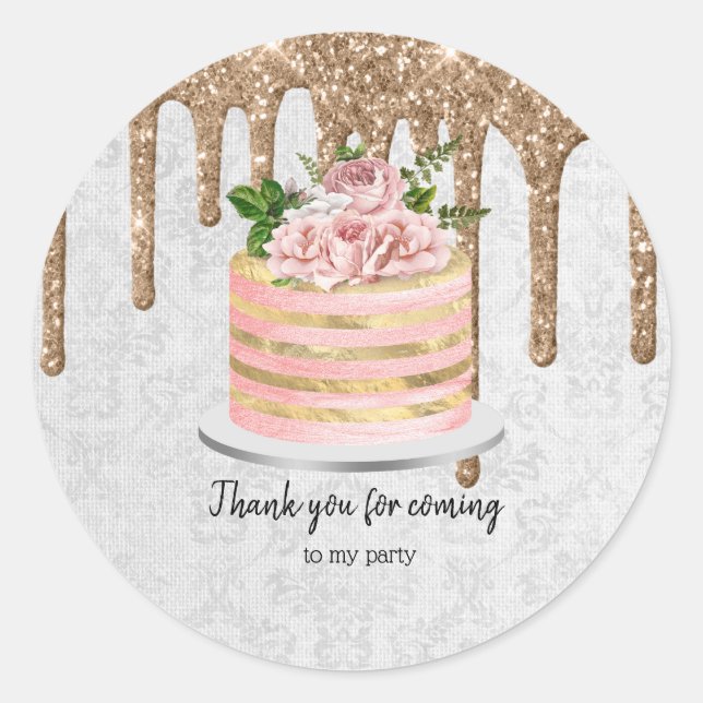 Sticker Rond Boites de gâteau Mariage d'anniversaire (Devant)