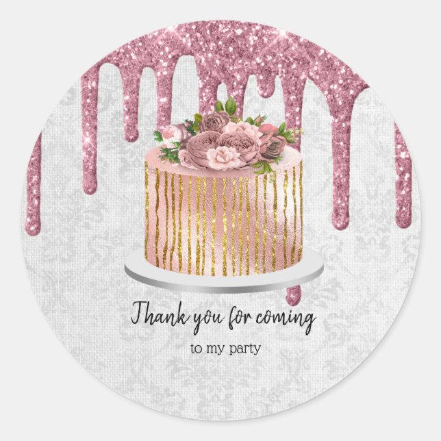 Sticker Rond Boites de gâteau Mariage d'anniversaire (Devant)