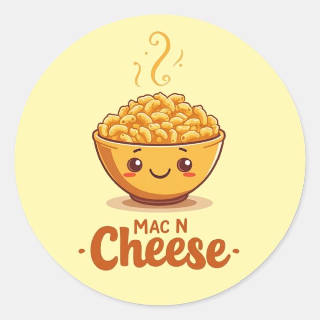 Sticker Rond Bol Cute Mac N Cheese (Devant)