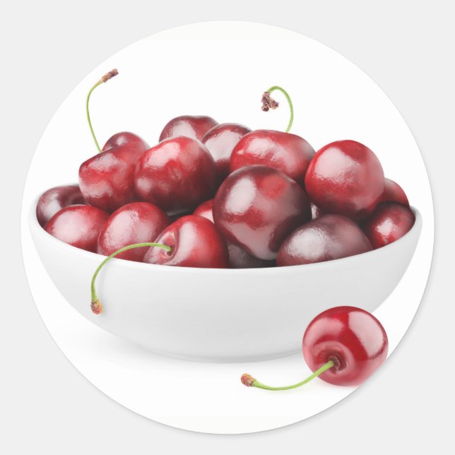 Sticker Rond Bol de cerises douces (Devant)