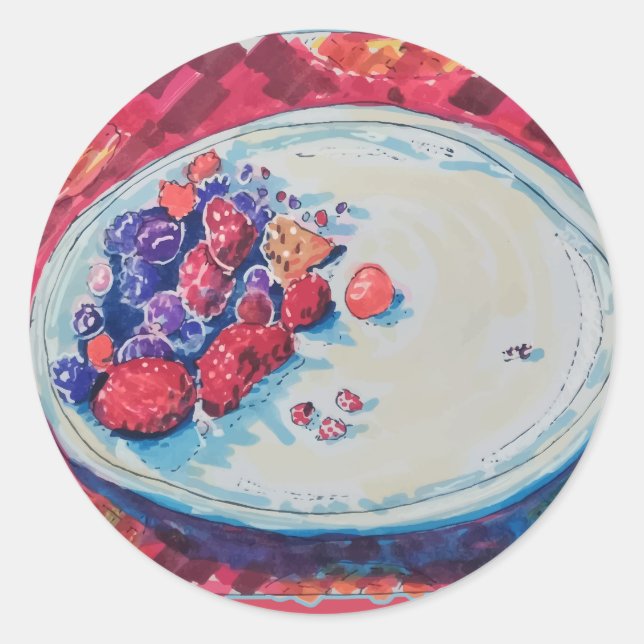 Sticker Rond Bol de Fruits Rouges (Devant)