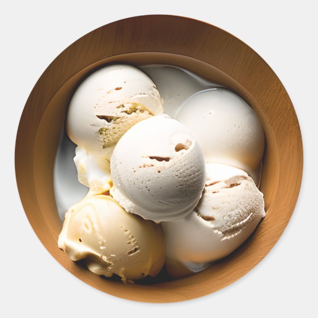 Sticker Rond Bol de Vanilla Ice Cream Nourriture (Devant)