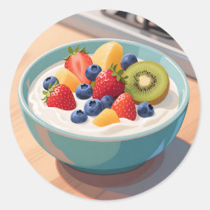 Sticker Rond Bol de yaourt aux fruits frais