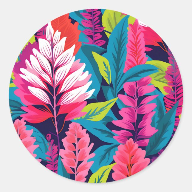 Sticker Rond Bold Astilbe Floral Pop Art Motif (Devant)