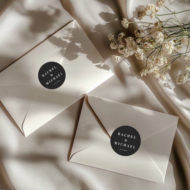 Sticker Rond Bold  Black Wedding (Bold Black Wedding Classic Round Sticker)