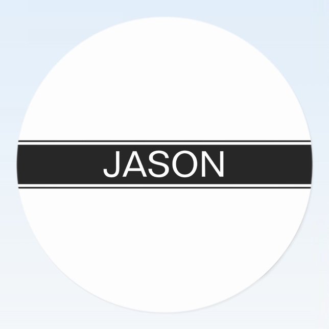 Sticker Rond Bold Black & White Stripe Editable Text (Créateur téléchargé)