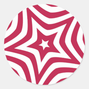 Sticker Rond Bold & Bright Red & White Star dans un Motif vecto