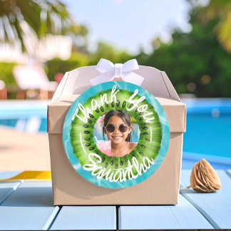 Sticker Rond Bold Green Pool Party Thank You