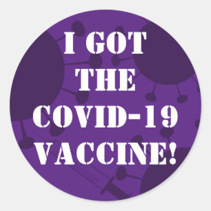 Sticker Rond Bold J'ai eu le vaccin Covid-19 foncé pourpre