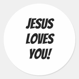 Sticker Rond Bold Jésus Vous Aime ! chrétien personnalisé