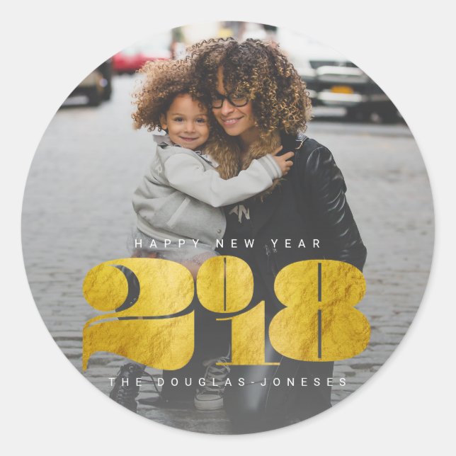 STICKER ROND BOLD NEW YEAR (OR) (Devant)