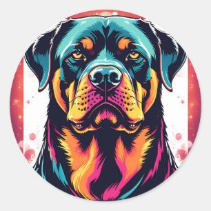 Sticker Rond Bold Rottweiler Chien