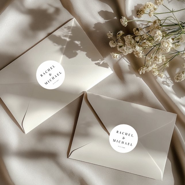 Sticker Rond Bold  White Wedding (Bold White Wedding Classic Round Sticker)