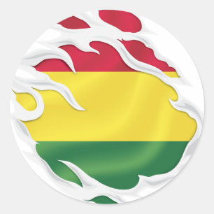 Sticker Rond Bolivie déchiré le drapeau