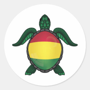 Sticker Rond Bolivie drapeau de tortue de mer classique rond au