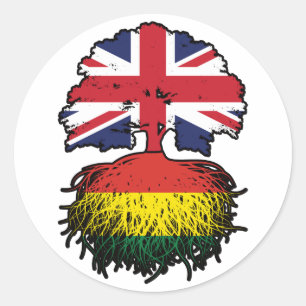 Sticker Rond Bolivie Drapeau des racines d'arbres britanniques