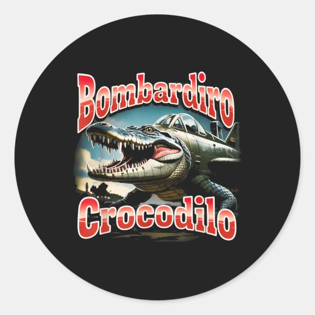 Sticker Rond Bombardiro Bombardino Crocodilo Funny Brai italien (Devant)